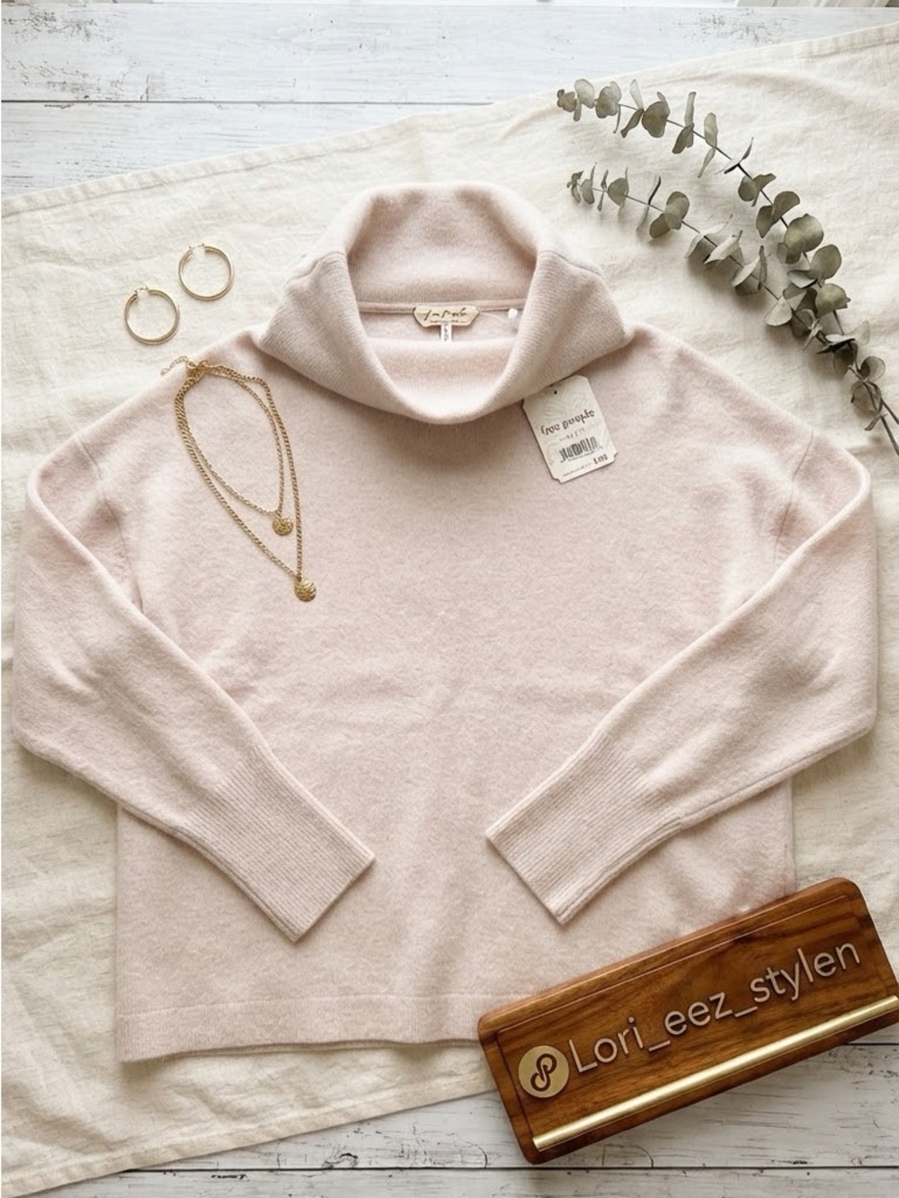 Free People Soft Blush Cowl Neck Sweater